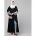 Front open Keffiyeh sleeves Abaya- Black
